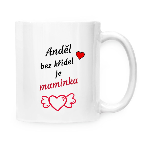 Hrnek malý bílý s potiskem Anděl bez křídel