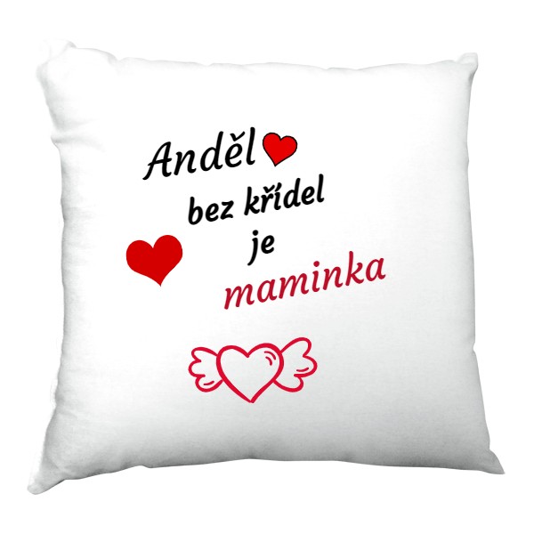 Polštář saténový s potiskem Anděl bez křídel