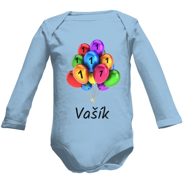 Dětské body Long  s potiskem Narozeninové balonky