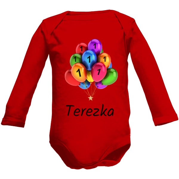 Dětské body Long  s potiskem Narozeninové balonky