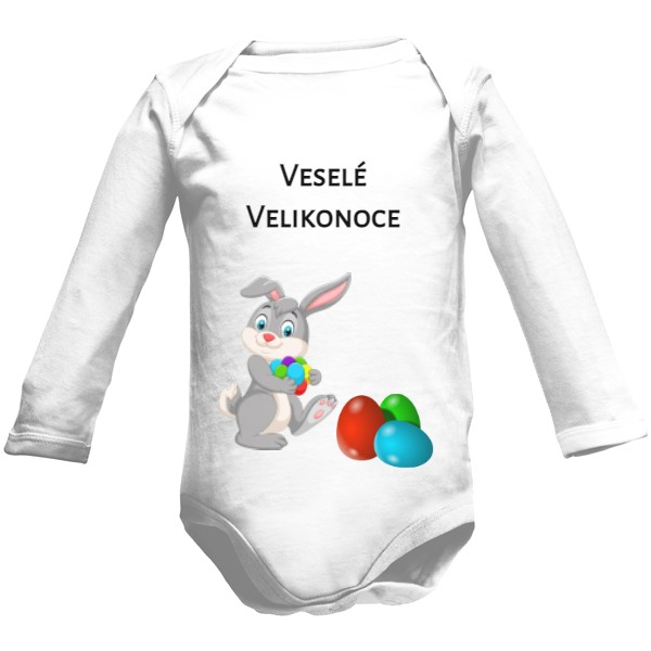Dětské body Long  s potiskem Veselé Velikonoce
