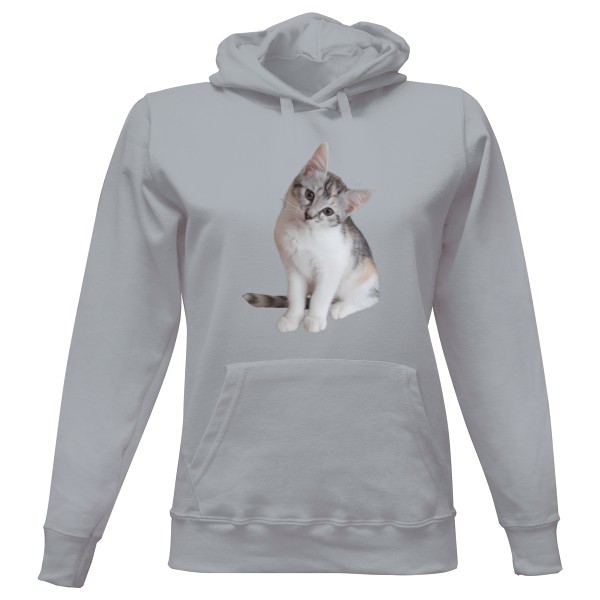 Dámská mikina s kapucí s potiskem Kotě