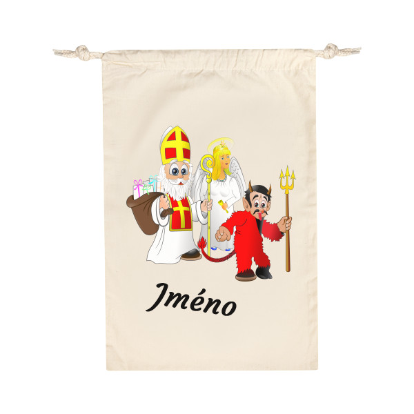Bavlněný pytlík s potiskem Mikulášský pytlík se jménem